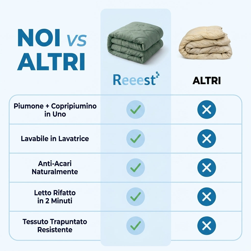 Reeest DormiPuro® — Il Piumone Che Lavi Come un Lenzuolo